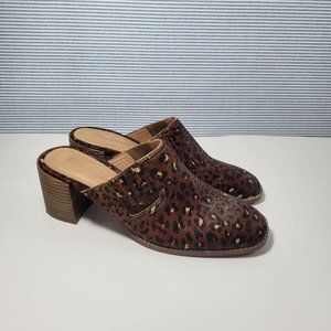 Madewell Carey Mule in Painted Leopard Calf Hair Animal Print Women's Size 8